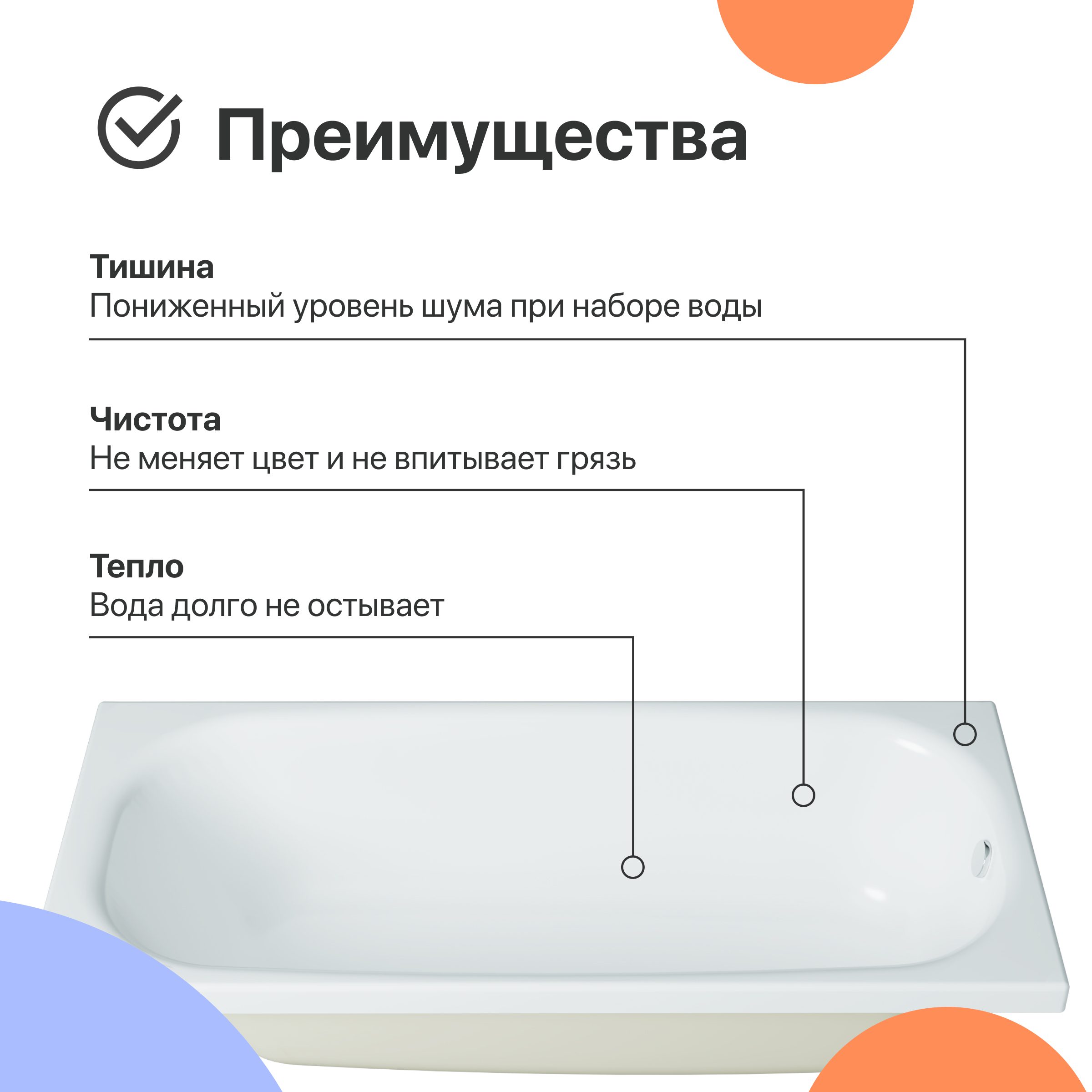 Акриловая ванна DIWO Анапа 170x70 с ножками 567505 — изображение 6