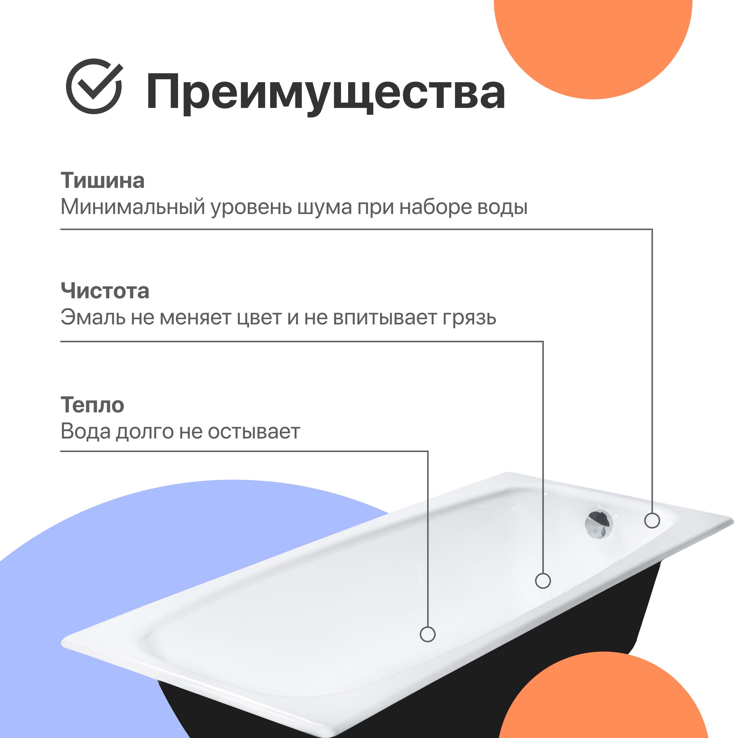 Чугунная ванна DIWO Анапа 150x70 566226 — изображение 3