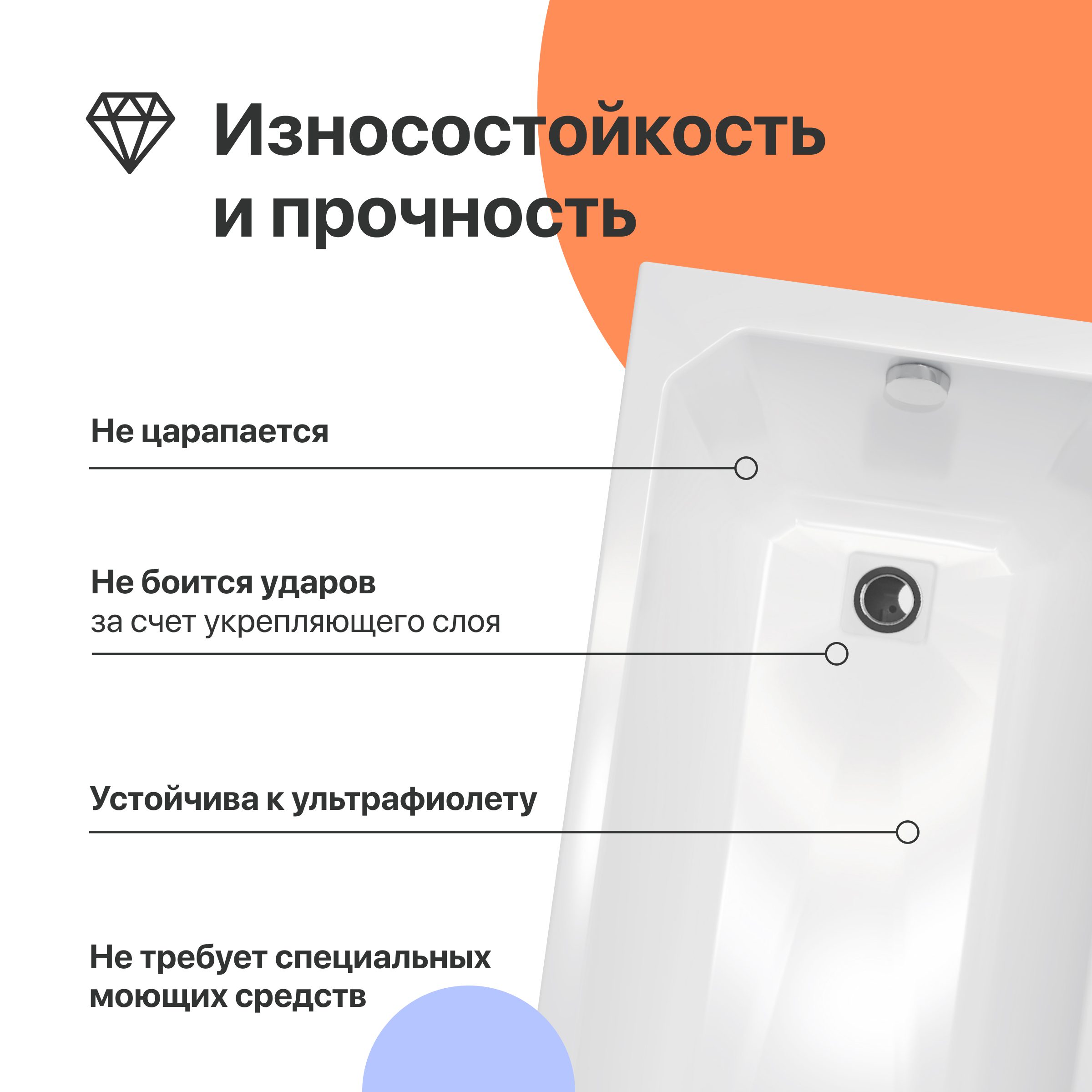 Акриловая ванна DIWO Элиста 170x70 с ножками 567744 — изображение 4