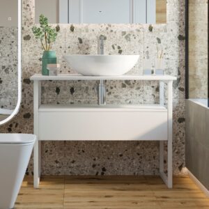 Тумба с раковиной DIWO Элиста 90 белая с раковиной Moduo 55 Leaf 573308