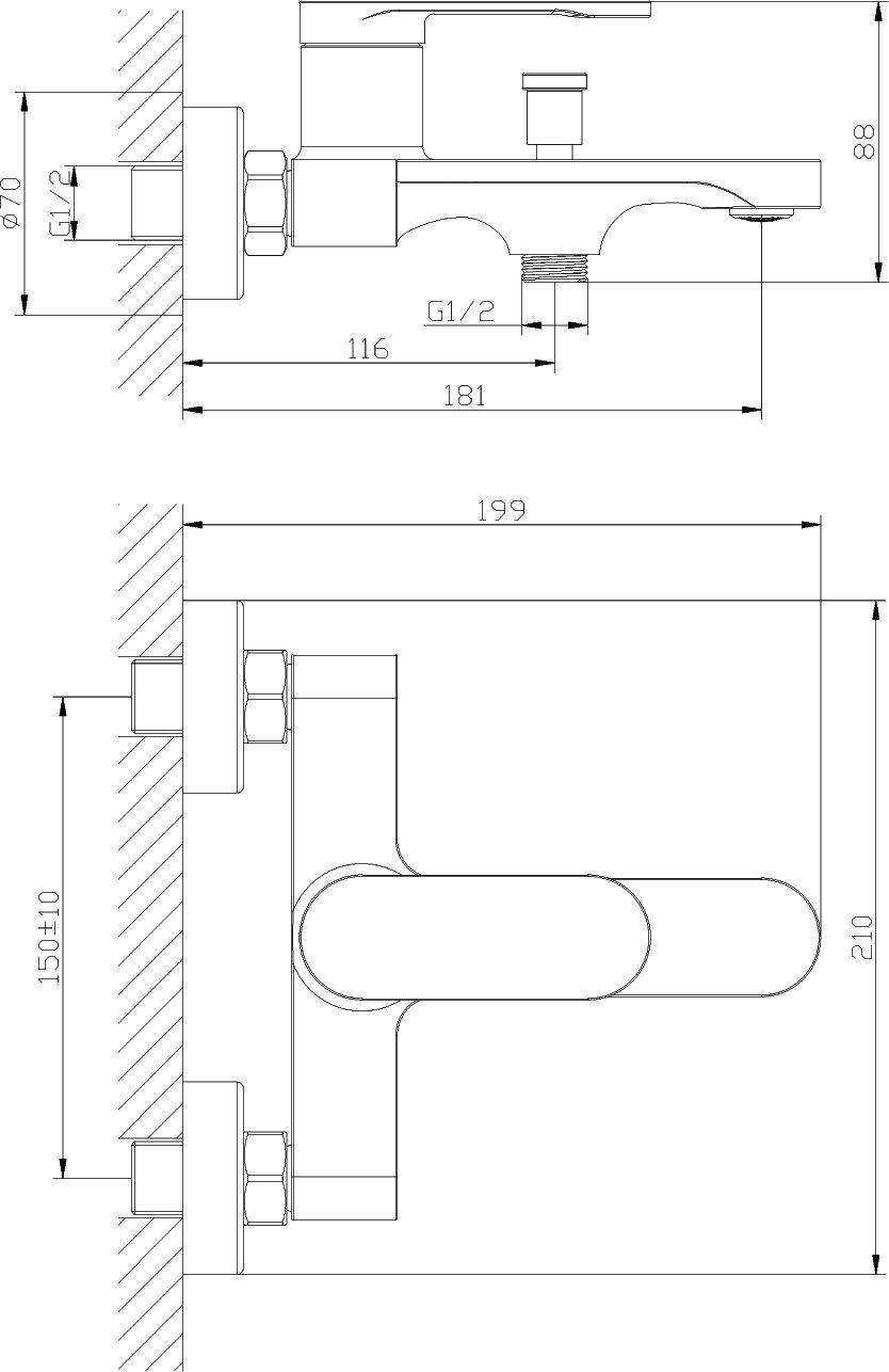 Смеситель для ванны с душем DIWO Орёл ORL-03cr хром 586746 — изображение 2