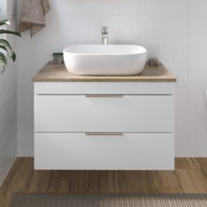 Тумба с раковиной STWORKI Копенгаген 80 белая, с раковиной STWORKI Moduo 50 Square 584905