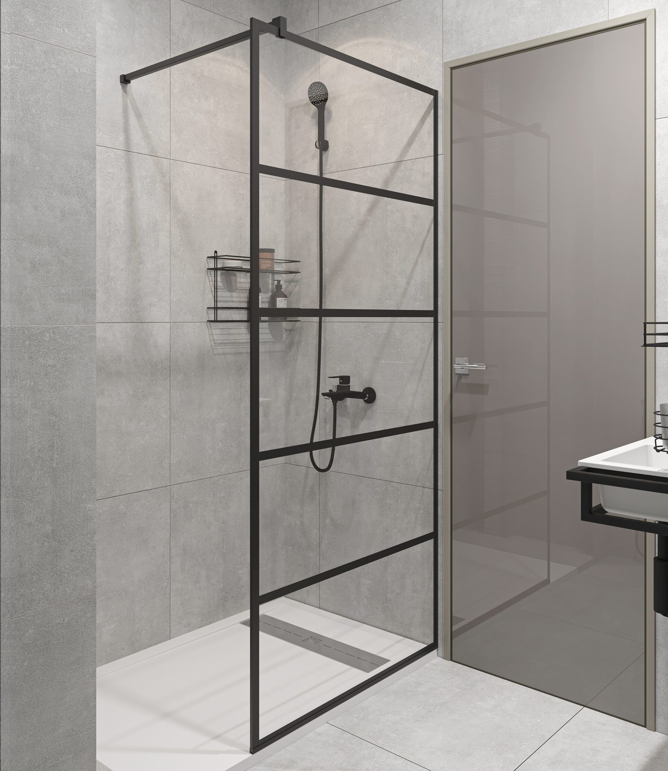Душевая перегородка STWORKI Кронборг LOFT-GW- 100х220 100 см, профиль черный матовый 537885 — изображение 4