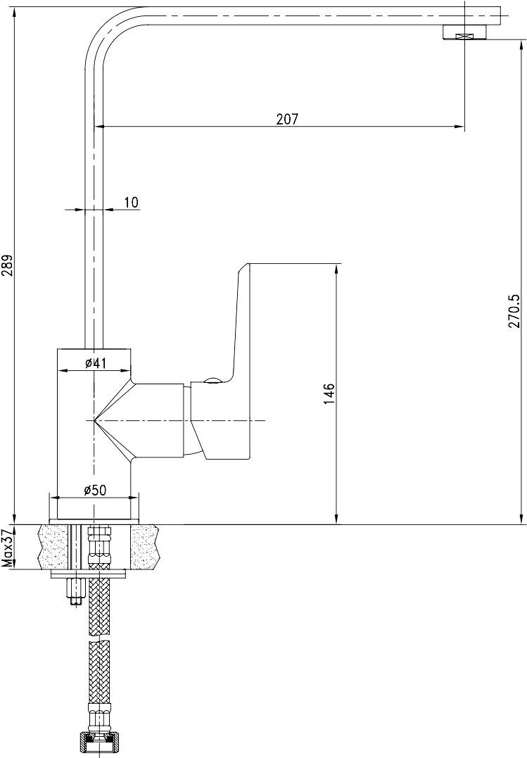 Смеситель для кухни STWORKI HDA3338XH 586151